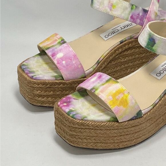 Jimmy Choo Crystal Embellished Wedges sandals size 37 - Picture 8 of 12